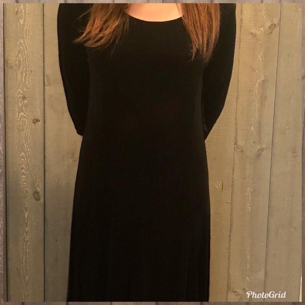 Kiara Black Dress Scoop Neck Slinky A-Line SMALL - Picture 1 of 4